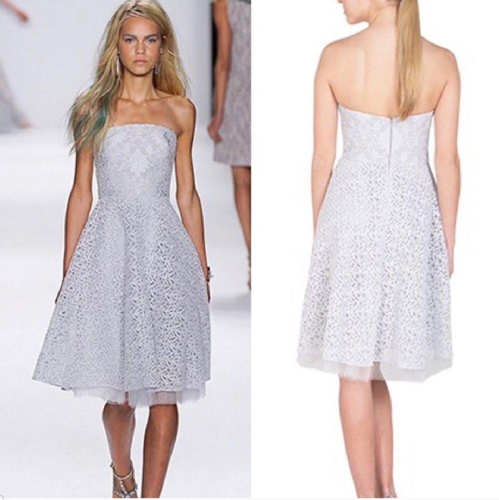 Badgley Mischka lace tea length formal dress